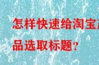 怎樣快速給淘寶產品選取標題？