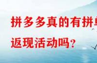 拼多多真的有拼單返現活動嗎？