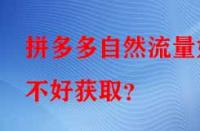 拼多多自然流量好不好獲取？