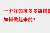 一個(gè)好的拼多多店鋪都是如何做起來的？