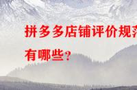 拼多多店鋪評價規(guī)范有哪些？