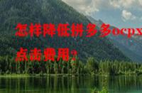 怎樣降低拼多多ocpx的點(diǎn)擊費(fèi)用？