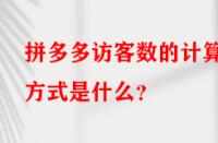 拼多多訪客數(shù)的計算方式是什么？